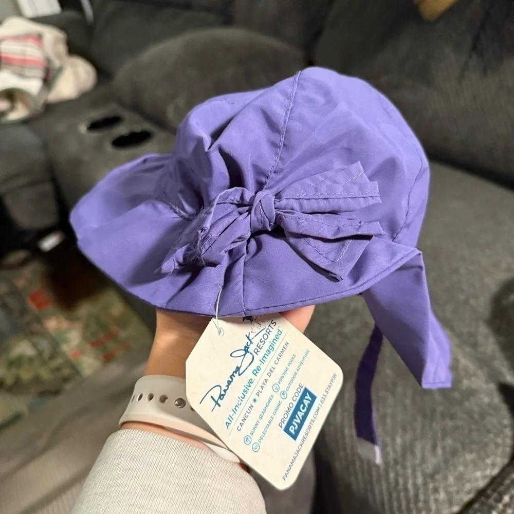 New toddler Panama Jack spf purple hat with bow in the back